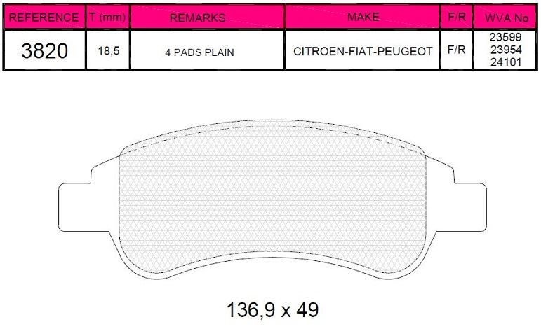 Beşer 3820 Arka Fren Balatası Takım Ducato Boxer Jumper 2007 Sonrası Küçük Tip