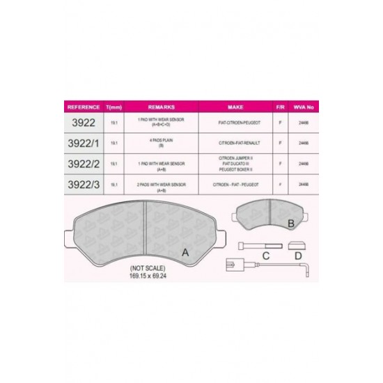 Beşer 3922/1 Ön Fren Balatası Takım Ducato Boxer Jumper 2007 Sonrası 16 Jant Araçlara Uyumlu Jest Karsan Uyumlu
